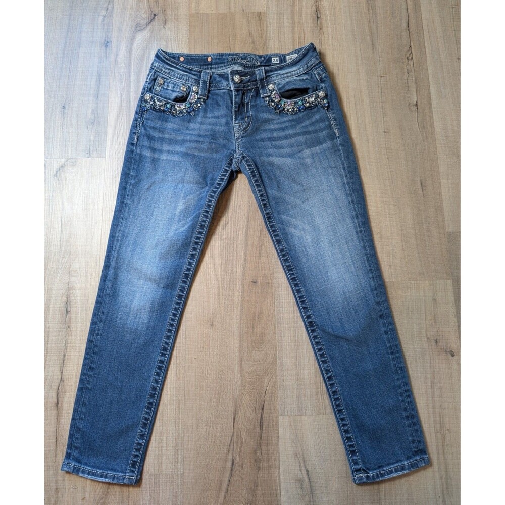 Miss Me Jeans Size 28 Signature Crop Skinny Bejeweled Crystal Boho